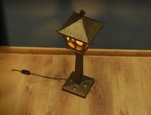 antique copper table lamp