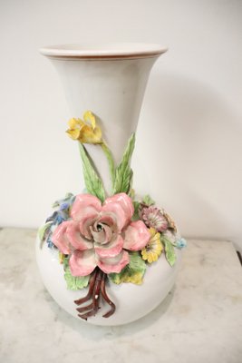 Italian Ceramic Vase With Floral Decorations From Bassano 1920s