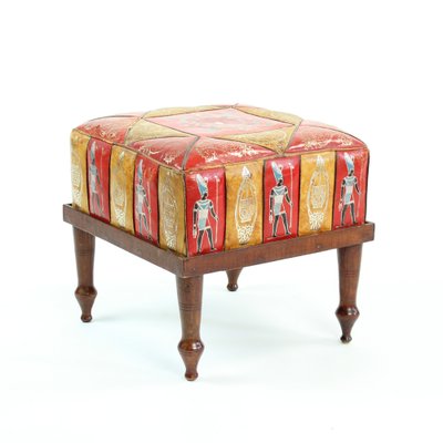 Vintage Turkish Leather Ottoman 1960s