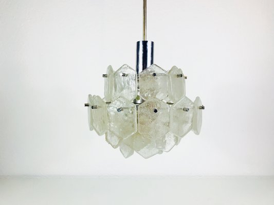 Kalmar Ice Glass Chandelier, 1960s Kalmar Ice Glass Chandelier, 1960s
