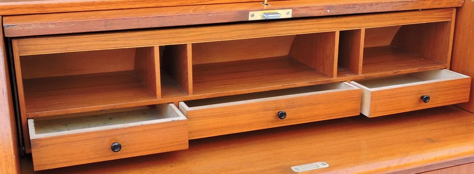 Mid Century Scandinavian Teak Roll Top Desk By Egon Ostergaard