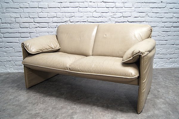 Bella Bora Beige Leather Sofa By Axel Enthoven For Leolux 1980s