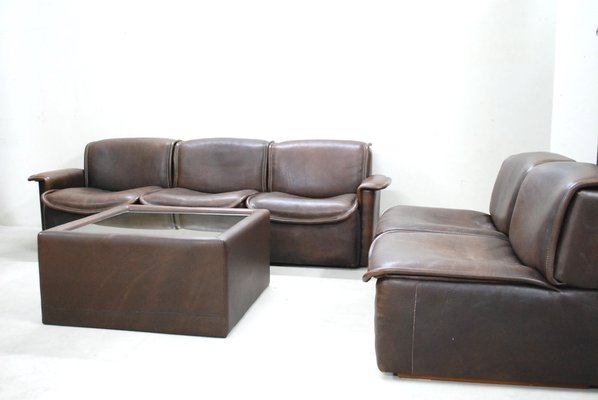 Vintage Ds12 Modular Brown Leather Sofa From De Sede For Sale At