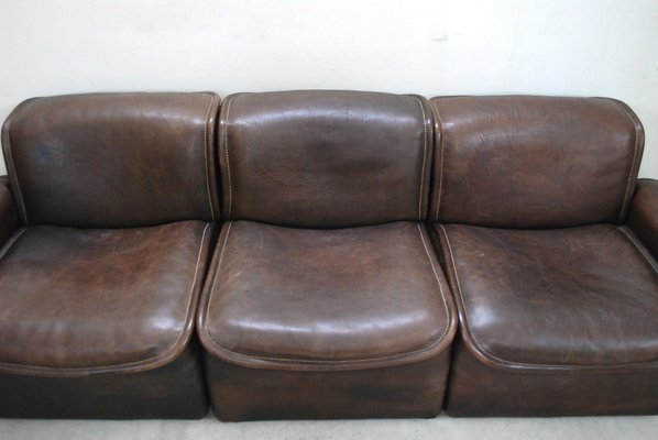 Vintage Ds12 Modular Brown Leather Sofa, Brown Vintage Leather Sofa