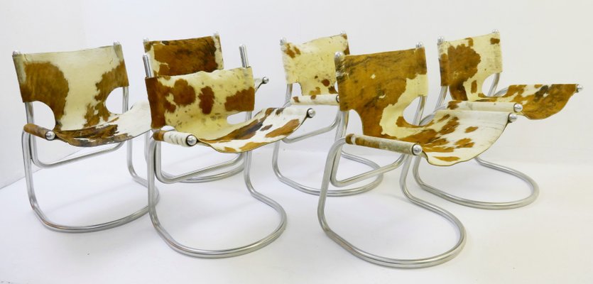 Vintage Cowhide Chairs 1960s Set Of 6 For Sale At Pamono