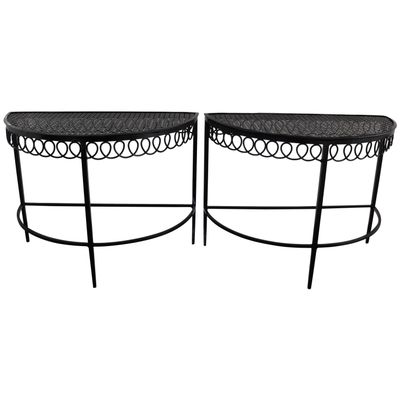 A 19th Century Lacquered English Demi Lune Side Table Furniture