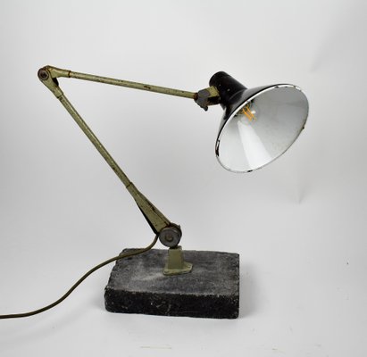 Balanced Arm Workbench Lamp With Black Enamel Shade By Ernst