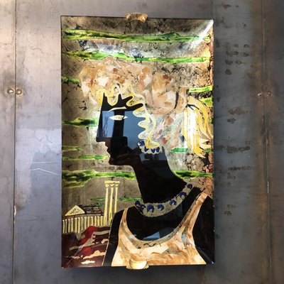 Peinture Inversée Sur Verre Bombé Par Haeti Pour Santambrogio De