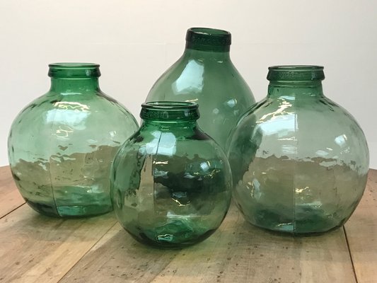 green glass jars