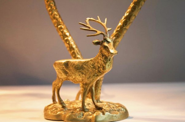 Br Palm Tree Table Lamps With Deer 1970s Set Of 2