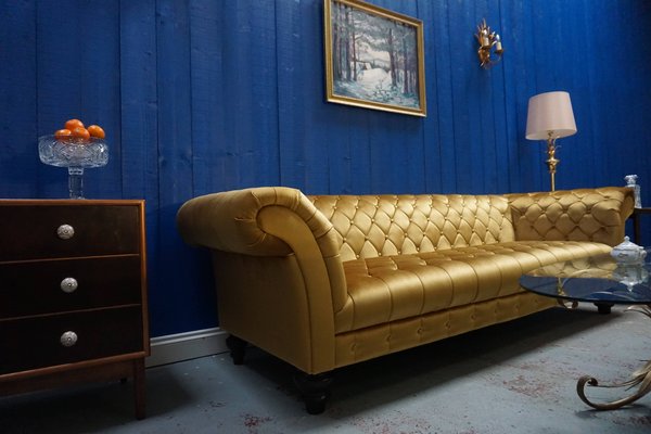 Mid Century Gold Velvet Chesterfield Sofa 1960s