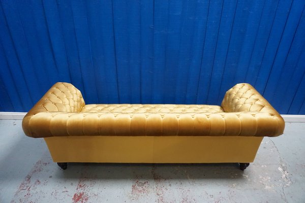 Mid Century Gold Velvet Chesterfield Sofa 1960s