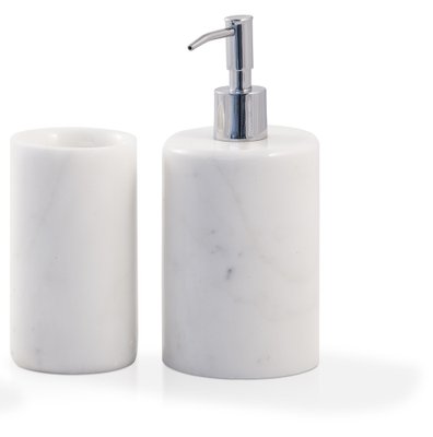 White Carrara Marble Rounded Bathroom Set from FiammettaV Home Collection,  Set of 2 for sale at Pamono