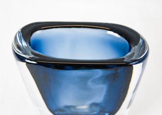 Midnight Blue Glass Vase by Nils Landberg for Orrefors, 1960s