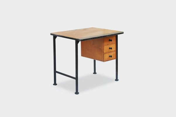 Small French Maple Steel Desk 1940s For Sale At Pamono
