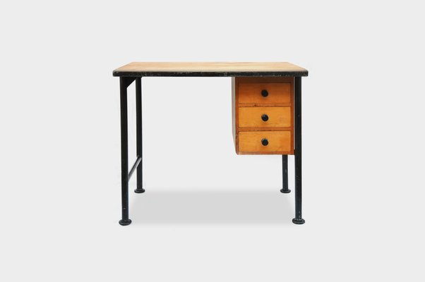 Small French Maple Steel Desk 1940s For Sale At Pamono