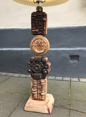 Vintage British Totem Floor Lamp in Ceramic by Bernard Rooke 1970s
