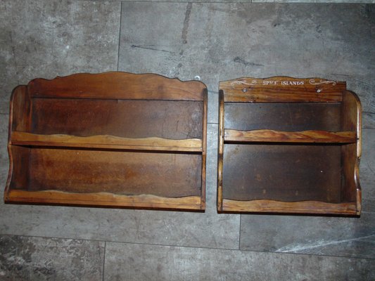 Vintage Wooden Spice Shelves 1950s Set Of 2