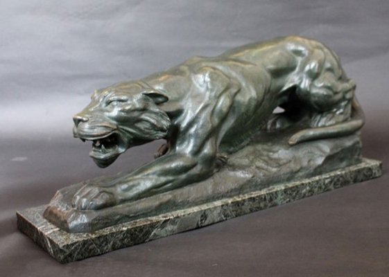 Art Deco Bronze Roaring Tiger Sculpture By Adolfo Cipriani 1920s For Sale At Pamono