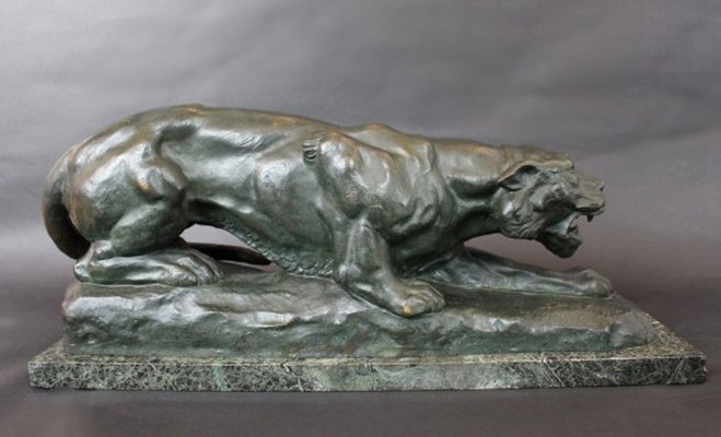 Art Deco Bronze Roaring Tiger Sculpture By Adolfo Cipriani 1920s For Sale At Pamono