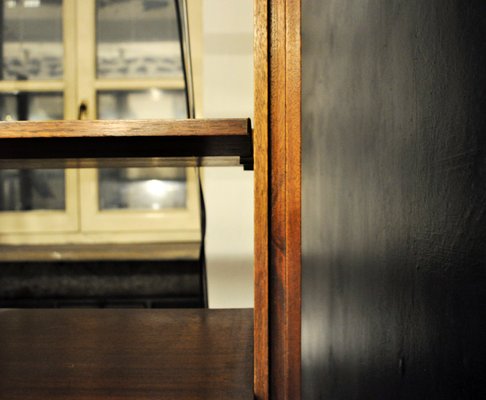 Vintage Italian Bookcase With Doors Bar Cabinet Drawers 1950s