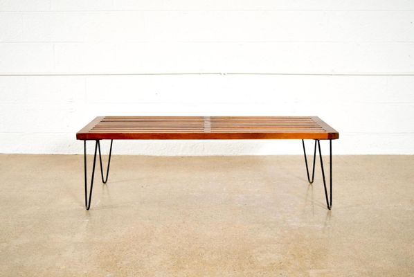 Mid Century Walnut Slat Bench For Sale At Pamono