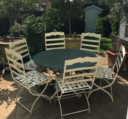Large Antique Wrought Iron Bandstand Chairs Set Of 6 For Sale At
