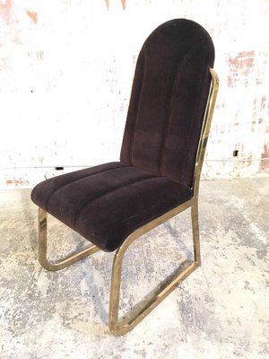 Hollywood Regency Velvet Brass Dining Chairs From Chromcraft 1980s Set Of 6 For Sale At Pamono