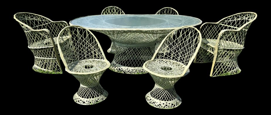 Vintage Spun Fiberglass Dining Table And 6 Chairs By Rus Woodard 1970s