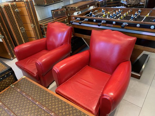 Art Deco French Red Leather Mustache Back Club Chairs 1930s Set Of 2 For At Pamono - Red Leather Chair Matrix Art Deco French Red Leather Mustache Back Club Chairs 1930s Set Of 2 For At Pamono - Red Leather Chair Matrix