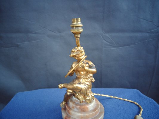 Art Nouveau Gilt Bronze Figurine Lamp, Bronze Figurine Table Lamp