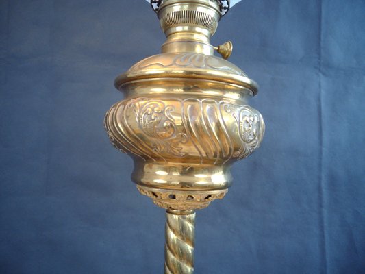 Antique Brass Floor Lamp With Onyx, Pedestal Floor Lamps