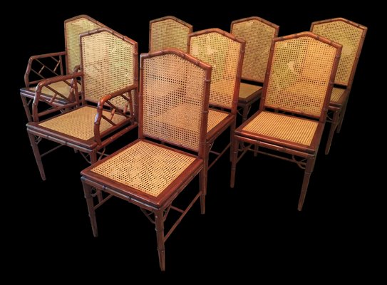 Faux Bamboo Cane Dining Chairs From Designs Ligna 1980s Set Of Dining Chairs From Designs Ligna 1980s
