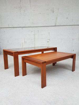 Mid Century Glass Coffee Table And Nesting Side Table 1970s Set Of 2 For Sale At Pamono