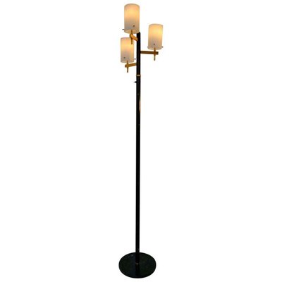 Italian Floor Lamp with Three Opaline Shades from Stilnovo 1950s