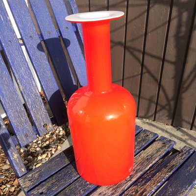 Orange Glass Floor Vase By Otto Brauer For Holmegaard 1960s For