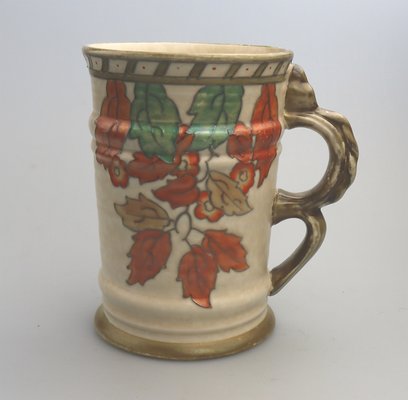 Art Deco Golden Leaves Vase By Charlotte Rhead For Crown Ducal