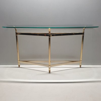 Brass And Faceted Glass Console Table 1980s For Sale At Pamono
