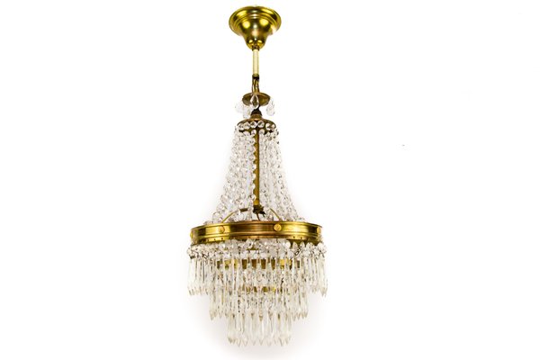 Art Deco Brass And Crystal Chandelier For At Pamono