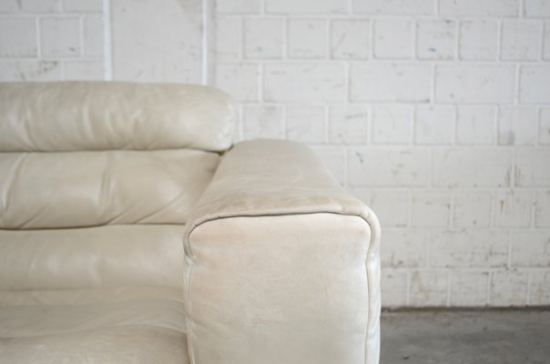 Vintage Ds105 Ecru White Leather Sofa, Leather Lounge Sofa White