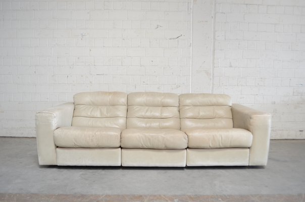 Vintage Ds105 Ecru White Leather Sofa, Sofa White Leather
