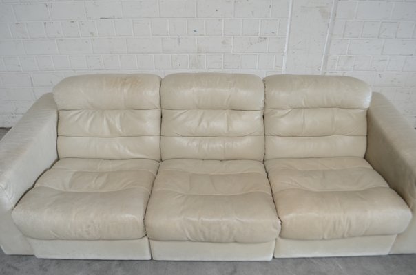 Vintage Ds105 Ecru White Leather Sofa, Reina Leather Sofa