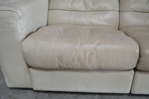 Vintage Ds105 Ecru White Leather Sofa From De Sede For At Pamono Vintage Ds105 Ecru White Leather Sofa, Leather Sofa Repair Singapore