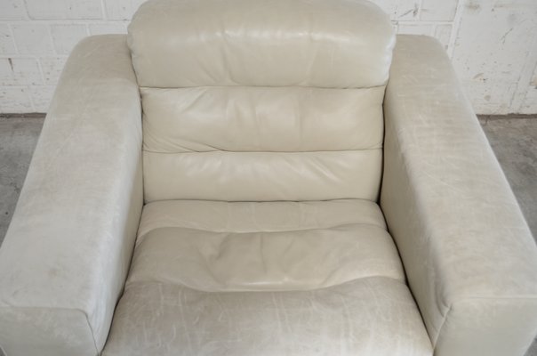 Vintage Ds105 Ecru White Leather Chair, White Leather Sofa Armchair