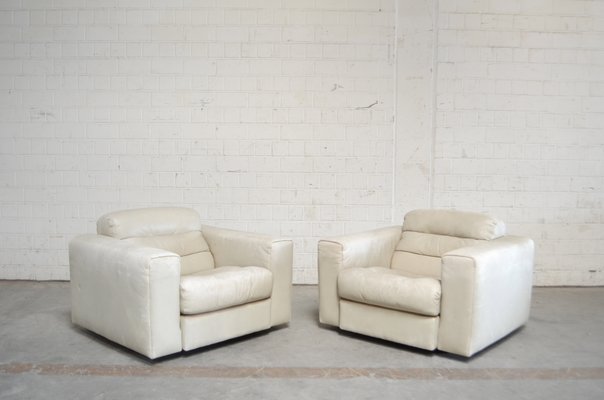 Vintage Ds105 Ecru White Leather Chair, White Leather Chair With Ottoman