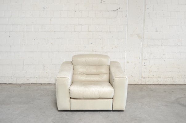 Vintage Ds105 Ecru White Leather Chair, White Leather Club Chair