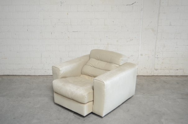 Vintage Ds105 Ecru White Leather Chair, White Leather Club Chairs