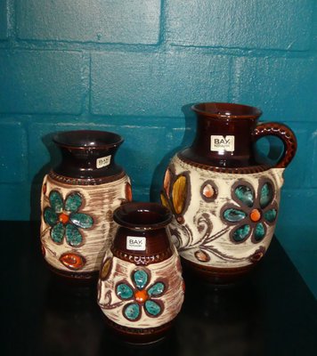 Vintage German Series 94 Vases With Flower Decoration From Bay