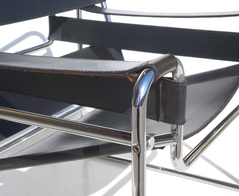 Bauhaus Black Leather Wassily Chair By Marcel Breuer For Gavina 1960s For Sale At Pamono