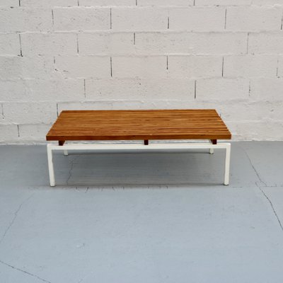 White Lacquered Steel Wood Benches 1980s Set Of 2 For Sale At